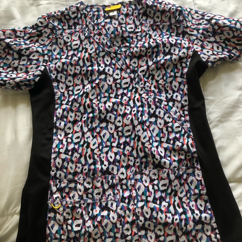 Cheetah print scrub top